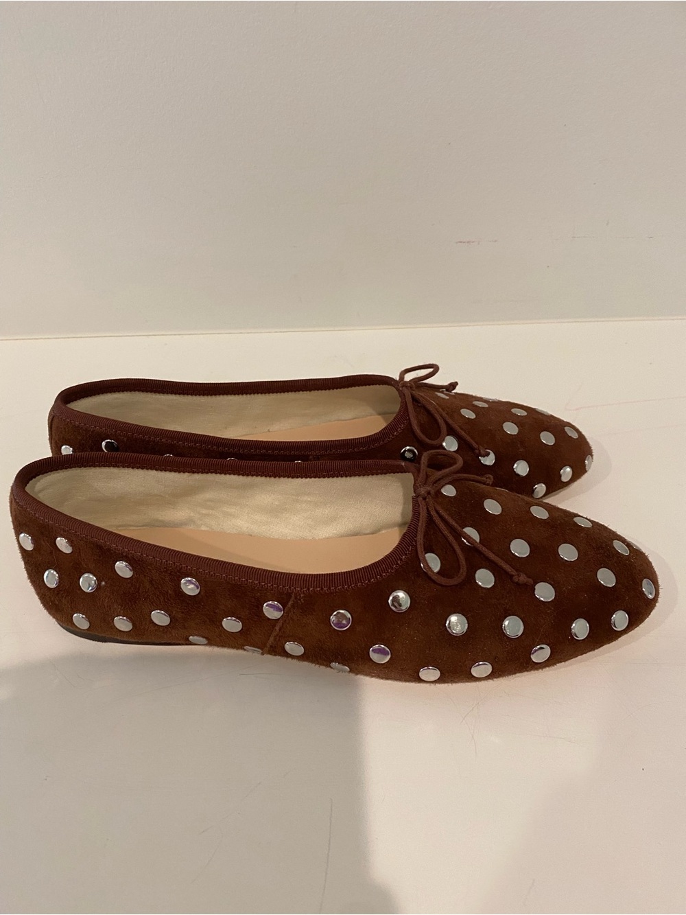 Loeffler Randall Brown Suede Studded Ballet Flats - Picture 8 of 14